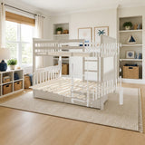 Donco Full/Full Mission Bunk Bed White styled in a kids' bedroom, full over full