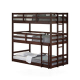 Donco Triple Bunkbed Cappuccino triple bunk bed in shown finish