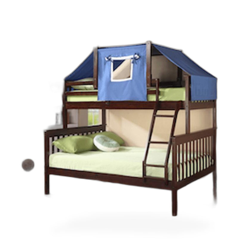 Mission Bunk Bed with Blue Tent Kit in Dark Cappuccino Finish