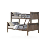 Donco T/F BARN DOOR BUNKBED BRUSHED SHADOW twin over full bunk bed in shown finish