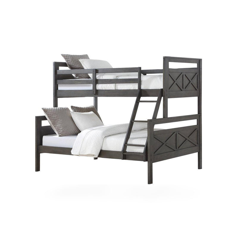 Twin/Full Barn Panel Bunkbed in Rustic Grey