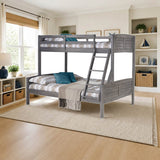 Donco Twin/Full Louver Bunkbed Antique Grey styled in a kids' bedroom, twin over full
