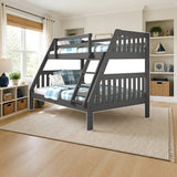 Donco Twin/Full Mission Bunkbed Dark Grey styled in a kids' bedroom, twin over full