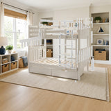 Donco Twin/Twin Mission Bunk Bed White styled in a kids' bedroom, twin over twin