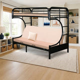 Donco C-shaped Futon Bunk Bed styled in a bright kids' bedroom, futon