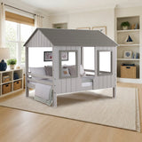 Donco Full House Low Loft Grey Two Tone styled in a kids' bedroom, loft