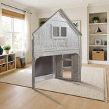 Donco Clubhouse Driftwood Loft Bed styled in a kids' bedroom, loft