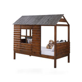Donco Twin Log Cabin Low Loft Rustic Walnut storage loft log loft bed in Walnut and Rustic