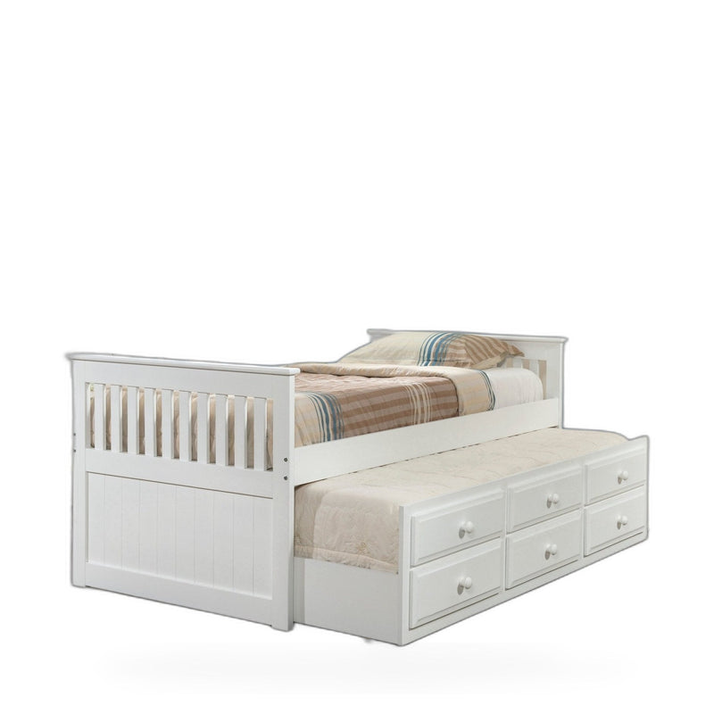 Twin Mission Captains Trundle Bed White