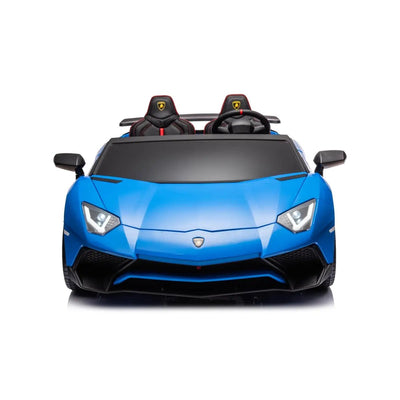 Blue 24V Lamborghini Aventador 2-Seater Kids Ride-On Car with Advanced Brushless Motor and Differential – Realistic Design, High-Speed Fun, and Luxury Style.