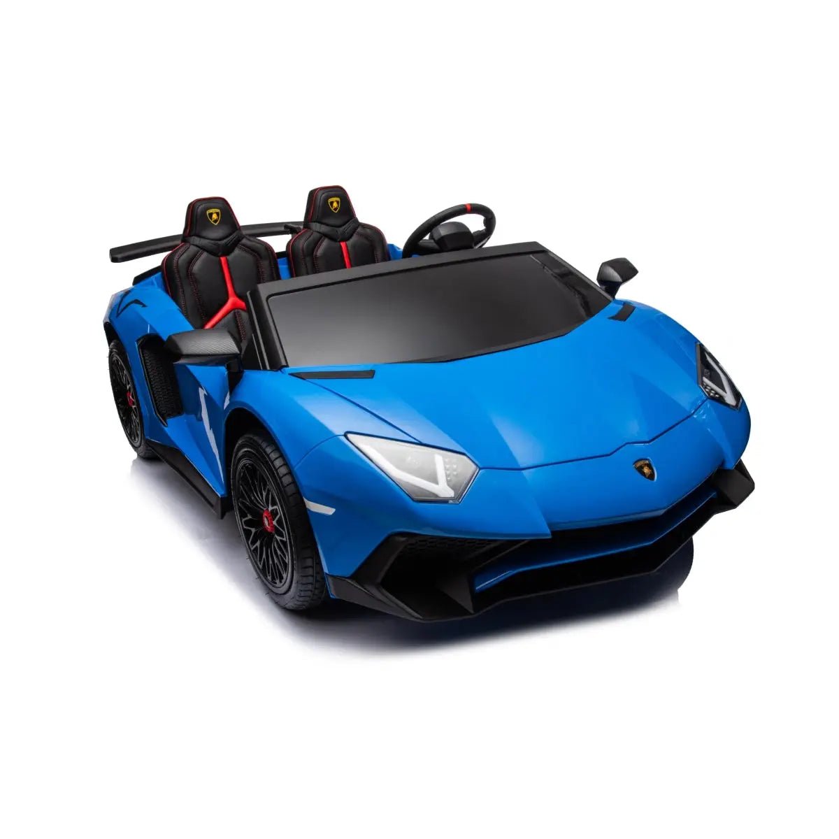 Blue 24V Lamborghini Aventador 2-Seater Kids Ride-On Car with Advanced Brushless Motor and Differential – Realistic Design, High-Speed Fun, and Luxury Style.