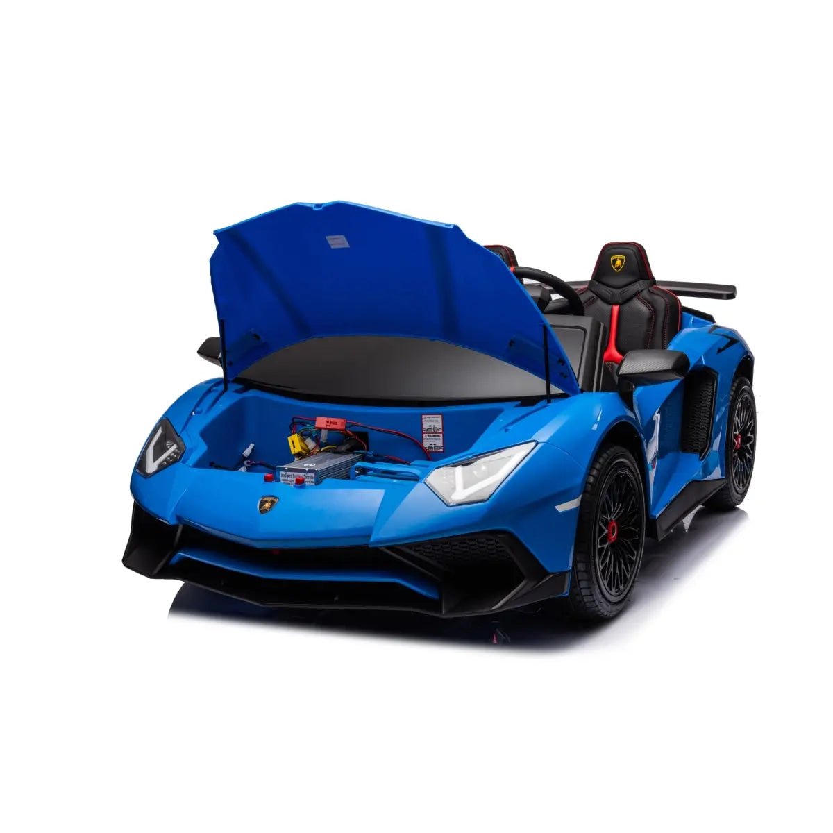 Blue 24V Lamborghini Aventador 2-Seater Kids Ride-On Car with Advanced Brushless Motor and Differential – Realistic Design, High-Speed Fun, and Luxury Style.