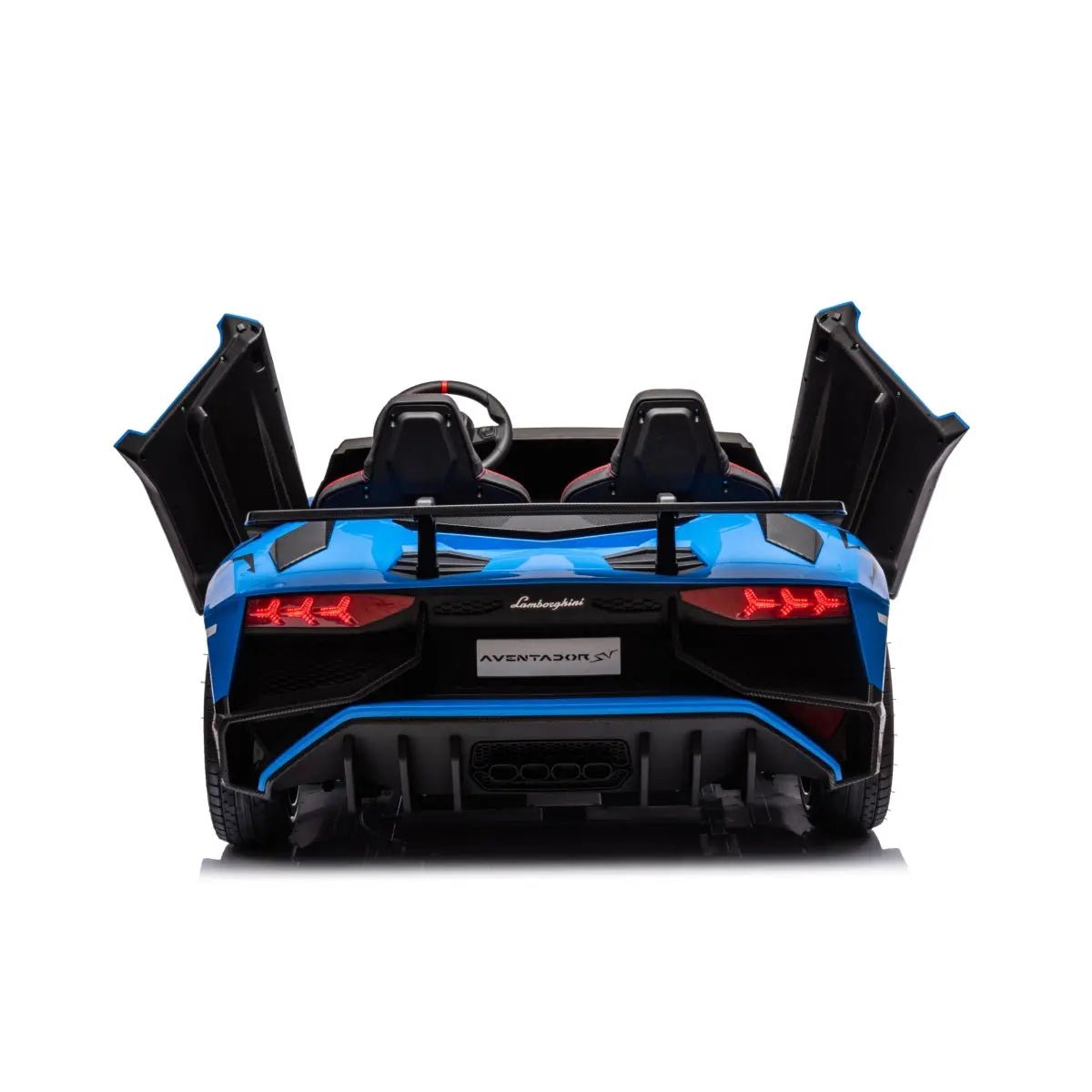 Blue 24V Lamborghini Aventador 2-Seater Kids Ride-On Car with Advanced Brushless Motor and Differential – Realistic Design, High-Speed Fun, and Luxury Style.