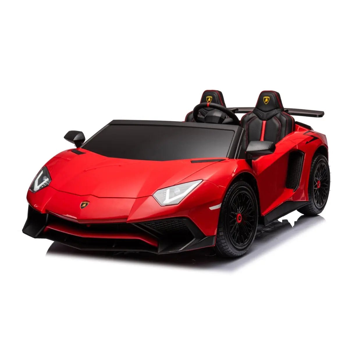 Red 24V Lamborghini Aventador 2-Seater Kids Ride-On Car with Advanced Brushless Motor and Differential – Realistic Design, High-Speed Fun, and Luxury Style.