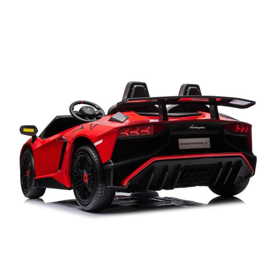 Red 24V Lamborghini Aventador 2-Seater Kids Ride-On Car with Advanced Brushless Motor and Differential – Realistic Design, High-Speed Fun, and Luxury Style.