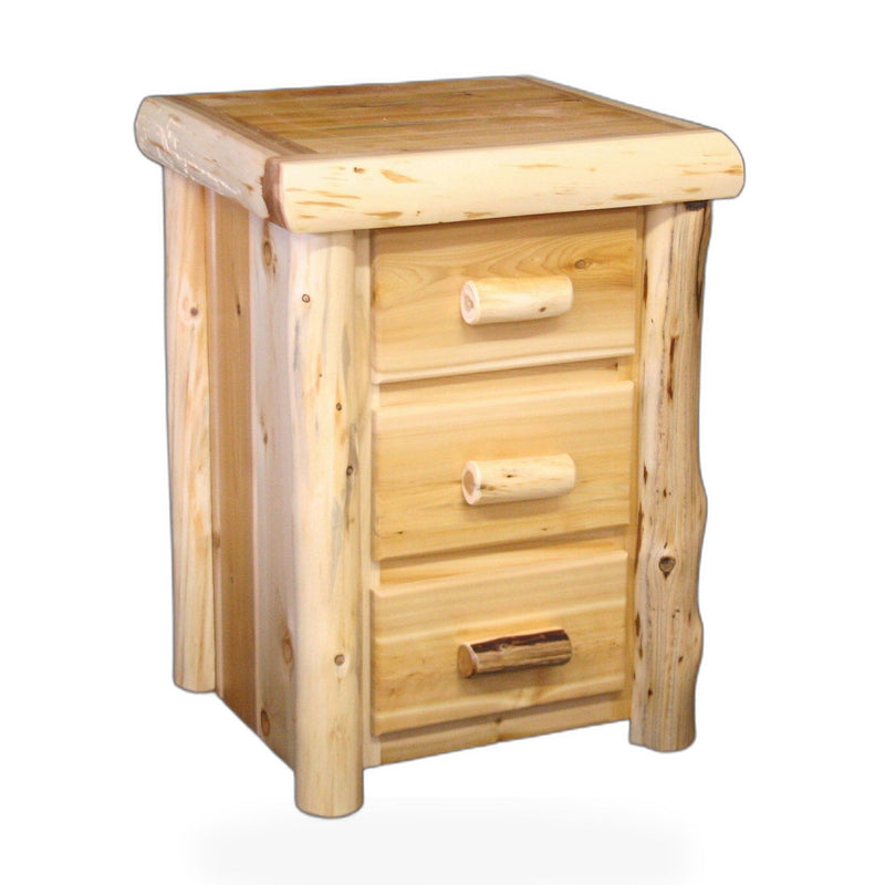 Alpine Hand Peeled Cedar Log 3 Drawer Night Stand
