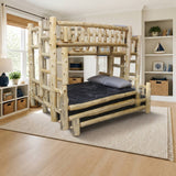 Hidden Lake Cedar Hand-Peeled Log Bunk Bed (Twin/Full) styled in a bright kids' bedroom, twin over full