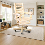 Hidden Lake Cedar Log Desk Chair styled in a bright kids' playroom/classroom area, desk