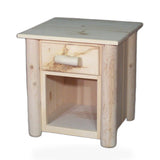 Hidden Lake Frontier 1 Drawer Open Bottom Cedar Log Night Stand storage log kids bed in Cedar
