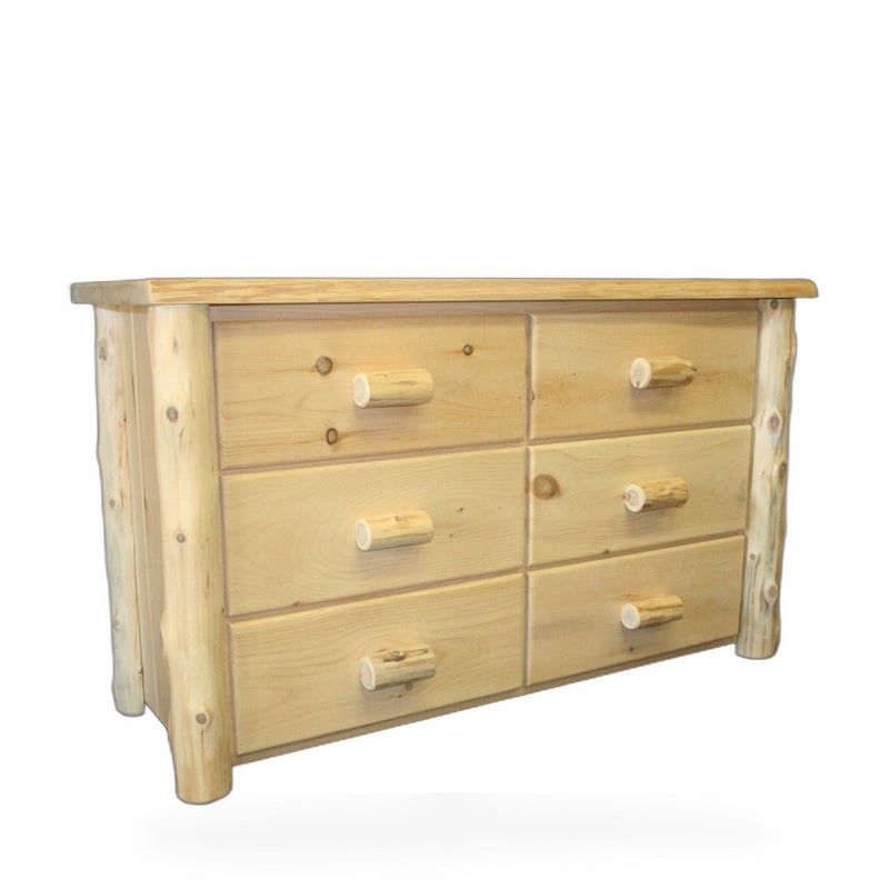 Frontier Hand Peeled Cedar Log 6 Drawer Dresser