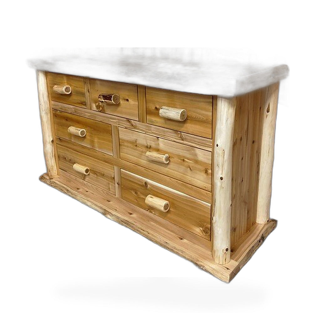 Grizzly Ridge Hand-Peeled Log 7 Drawer Dresser