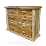 Hidden Lake Grizzly Ridge Hand Peeled Log 8 Drawer Dresser storage log kids bed in shown finish