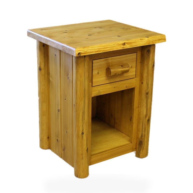 Hand Hewn Cedar Log 1 Drawer Night Stand