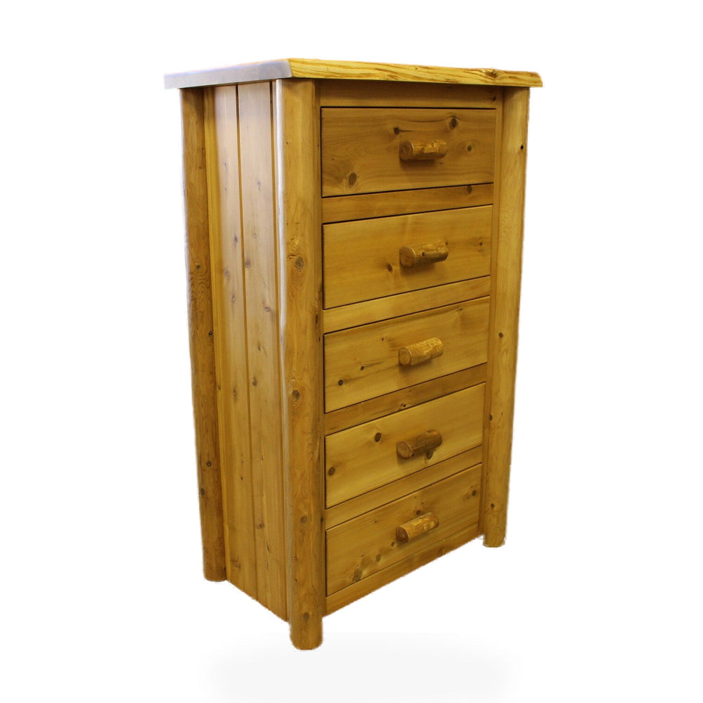 Hand Hewn Cedar Log 5 Drawer Chest