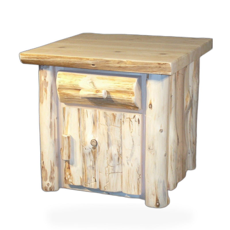 Hand Peeled Cedar Log 1 Drawer 1 Door Night Stand