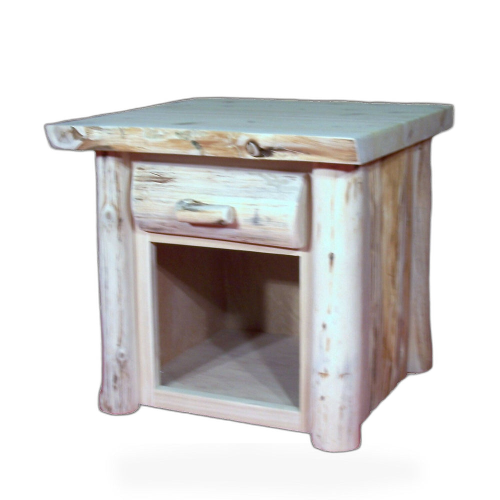 Hand Peeled Cedar Log 1 Drawer Night Stand