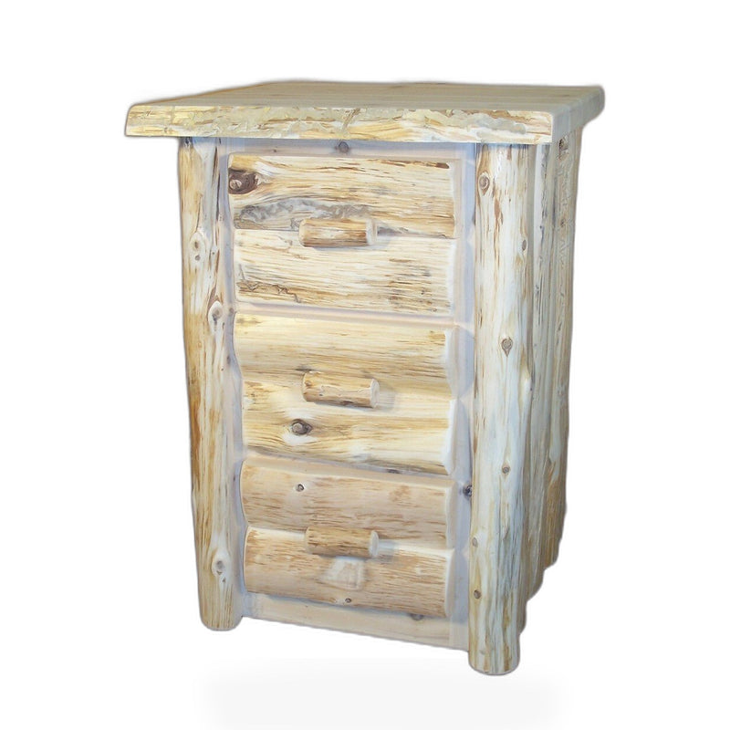 Hand Peeled Cedar Log 3 Drawer Night Stand