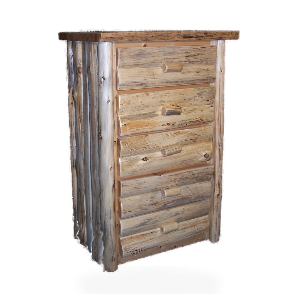 Hand Peeled Cedar Log 5 Drawer Chest