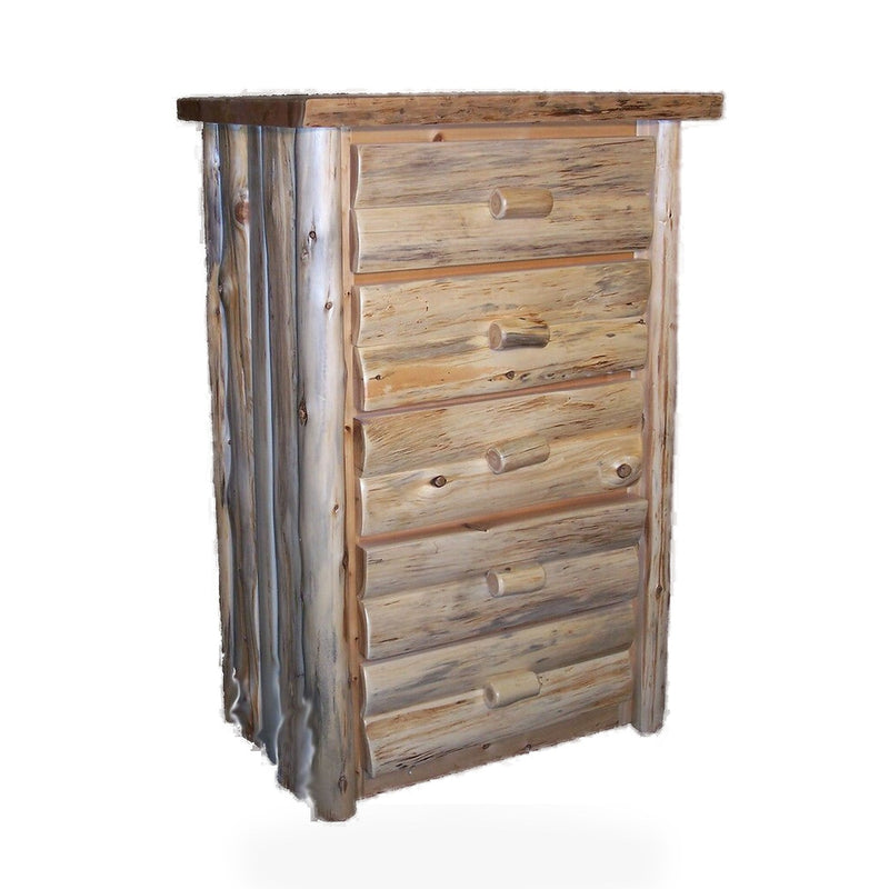 Hand Peeled Cedar Log 5 Drawer Chest