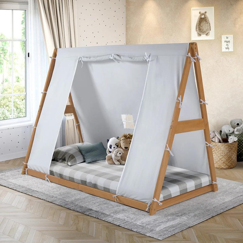 P'Kolino Tipi Montessori Tent Floor Bed for Toddlers #color_natural