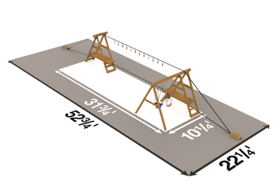 Diagram of Ninja Power Platform Gold Playset on a gray platform with measurements indicated.
