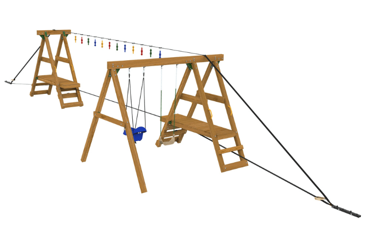Wooden swing set with multiple swings