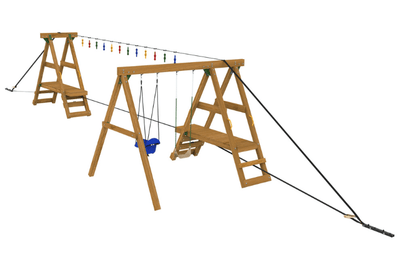 Wooden swing set with multiple swings