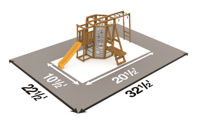 Measurement chart of a ninja power tower bronze playground set