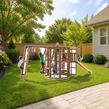 Playstar Ninja Power Tower Bronze Playset - Safe & Durable Fun! styled in a sunny backyard, Bronze