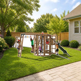 Playstar Ninja Power Tower Silver Playset - For Endless Fun! styled in a sunny backyard, Silver
