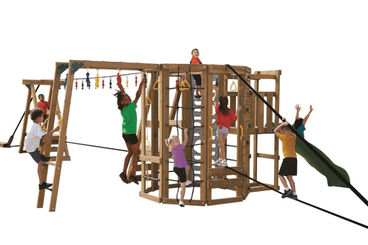 Ninja Power Tower Silver outdoor playset with slides and climbing elements