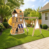 Playstar Trainer Gold Playset | 12 Activities styled in a sunny backyard, shown finish