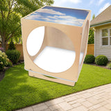 Whitney Brothers® Acrylic Sky Top Play House Cube styled in a sunny backyard, house style