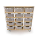 Whitney Brothers elevatED 15 Tray Mobile Storage Cabinet Mobile Tray Storage Cabinet - white-background neutral tray cabinet view