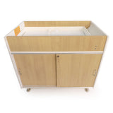 Whitney Brothers elevatED Infant Changing Cabinet Classroom Changing Cabinet - front view with sliding doors and lower storage