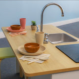 Whitney Brothers elevatED Kitchen Island Breakfast Bar Preschool Play Kitchen - angled product view of island footprint