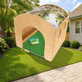 Whitney Brothers® Nature View Preschool Furniture, Reading Retreat and Mat Set styled in a sunny backyard, house style