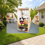 Whitney Brothers® Nature View Window Seat - Cozy Preschool Furniture | WB0857 styled in a sunny backyard, shown finish