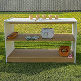 Whitney Brothers outdoorED Storage Shelf Outdoor Classroom Storage Shelf - outdoor shelf lifestyle view with materials