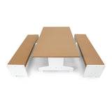Whitney Brothers outdoorED Table and Two Bench Set Outdoor Classroom Table Set - white-background overhead set view